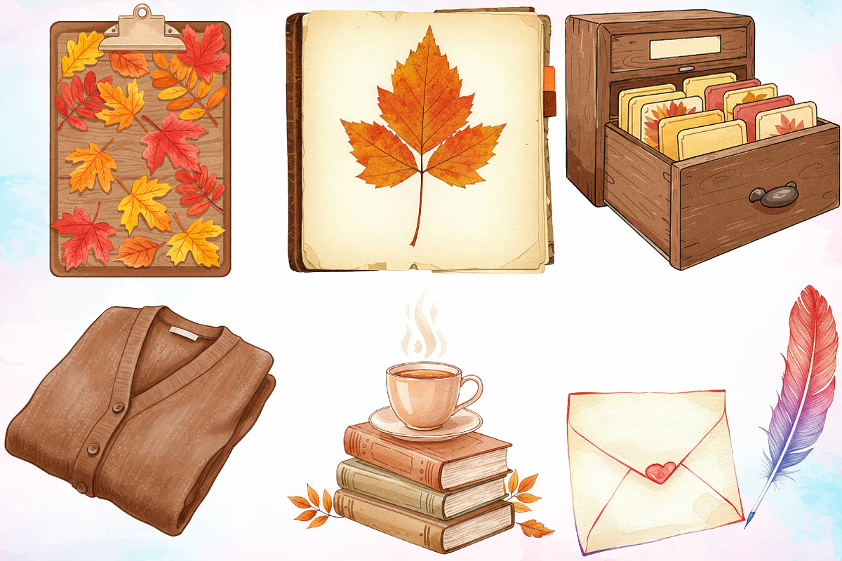 Watercolor Fall Autumn Academia PNG, an Illustration by Canvas Craft (Photo 2 of 3)