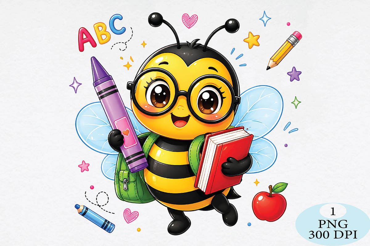Cute School Bee PNG, a Seasonal Illustration by Daily.Designs (Photo 1 of 5)