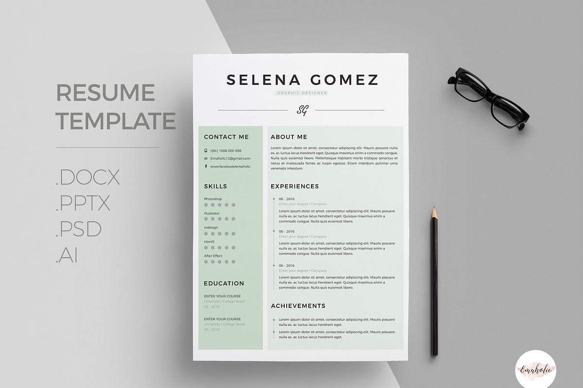 Modern CV - Coverletter Template, a Resume Template by Emaholic Template (Photo 1 of 5)