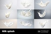 Milk Splash. 56 images, a Background Graphic by Handmadefont (Thumbnail 2 of 11)