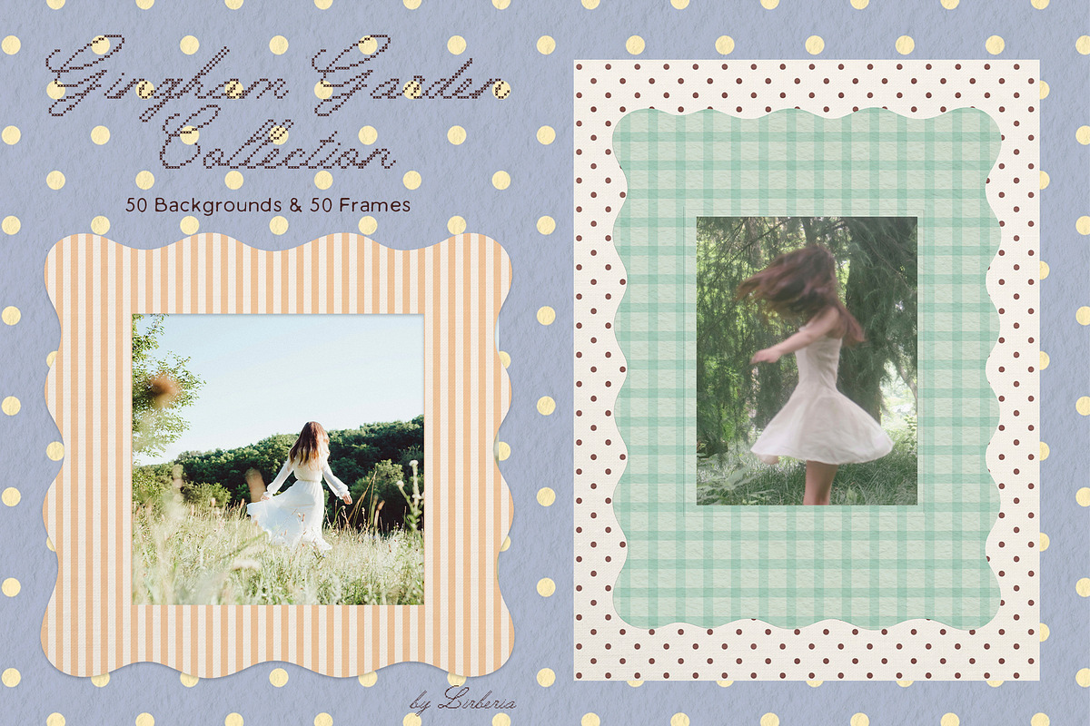 Gingham Garden Print Papers & Frames, a Background Graphic by Lidberia (Photo 1 of 12)