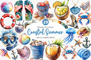 Watercolor Coastal Summer PNG, an Illustration by SinaCreation (Thumbnail 1 of 5)