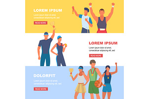 sport champions. sportive characters, a Sport Illustration by Multigon