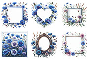 Cornflower Floral Frames Clipart, an Illustration by Daily.Designs (Thumbnail 3 of 5)