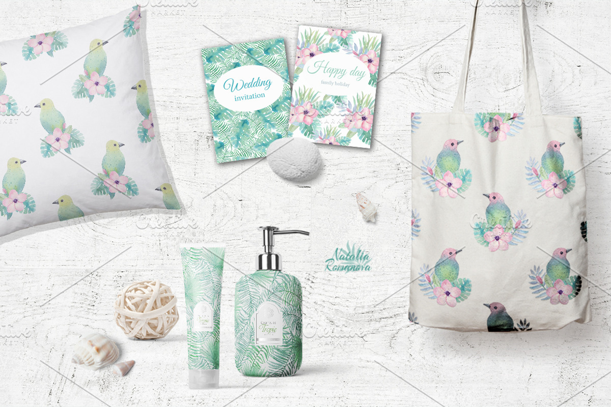 Tropical watercolor patterns, a Pattern Graphic by BrushArtDesigns (Photo 4 of 4)
