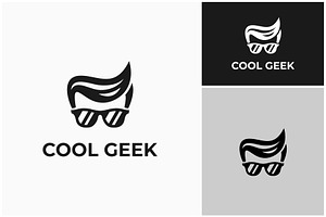 Cool Geek Boy Glasses Logo