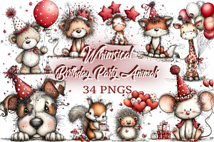Whimsical Birthday Party Animals Png, an Illustration by Craft Nest