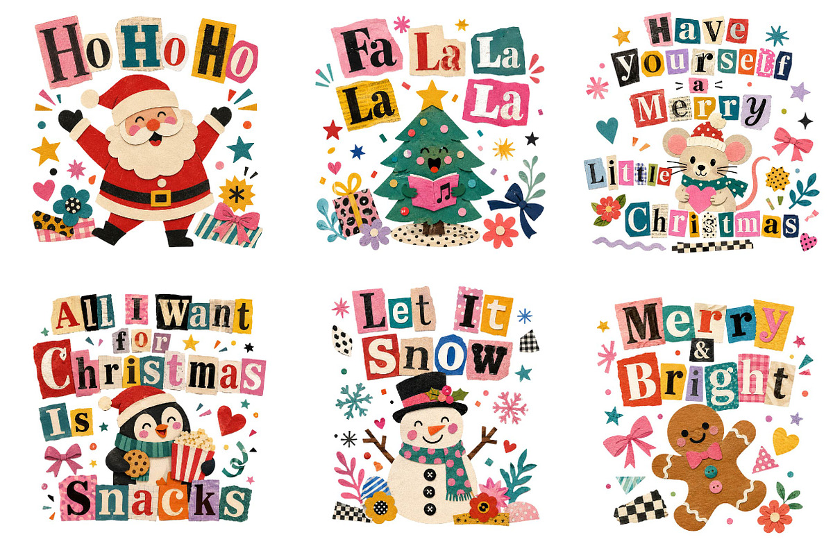 Whimsical Christmas Typography, a Seasonal Illustration by CreationArt (Photo 3 of 3)