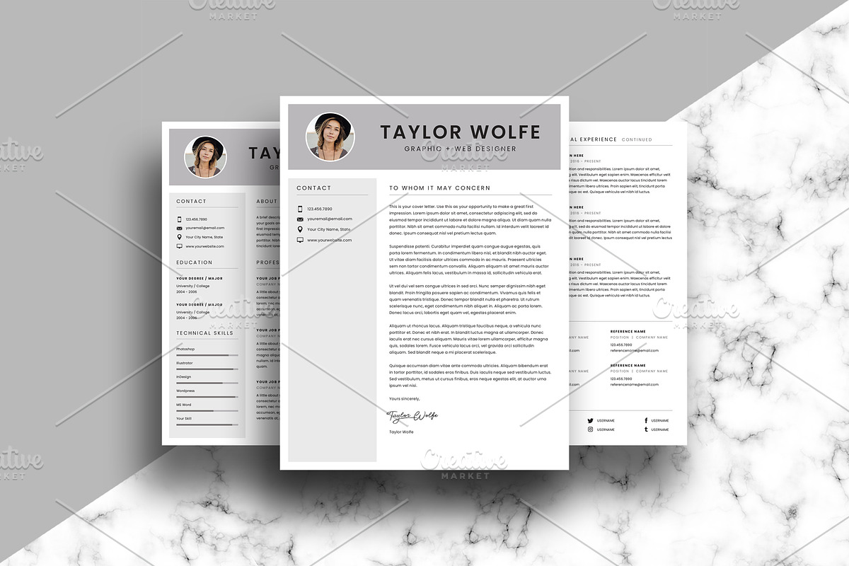 Resume/CV Template - 3 Page - Taylor, a Resume Template by Minty Fresh Graphics (Photo 4 of 4)