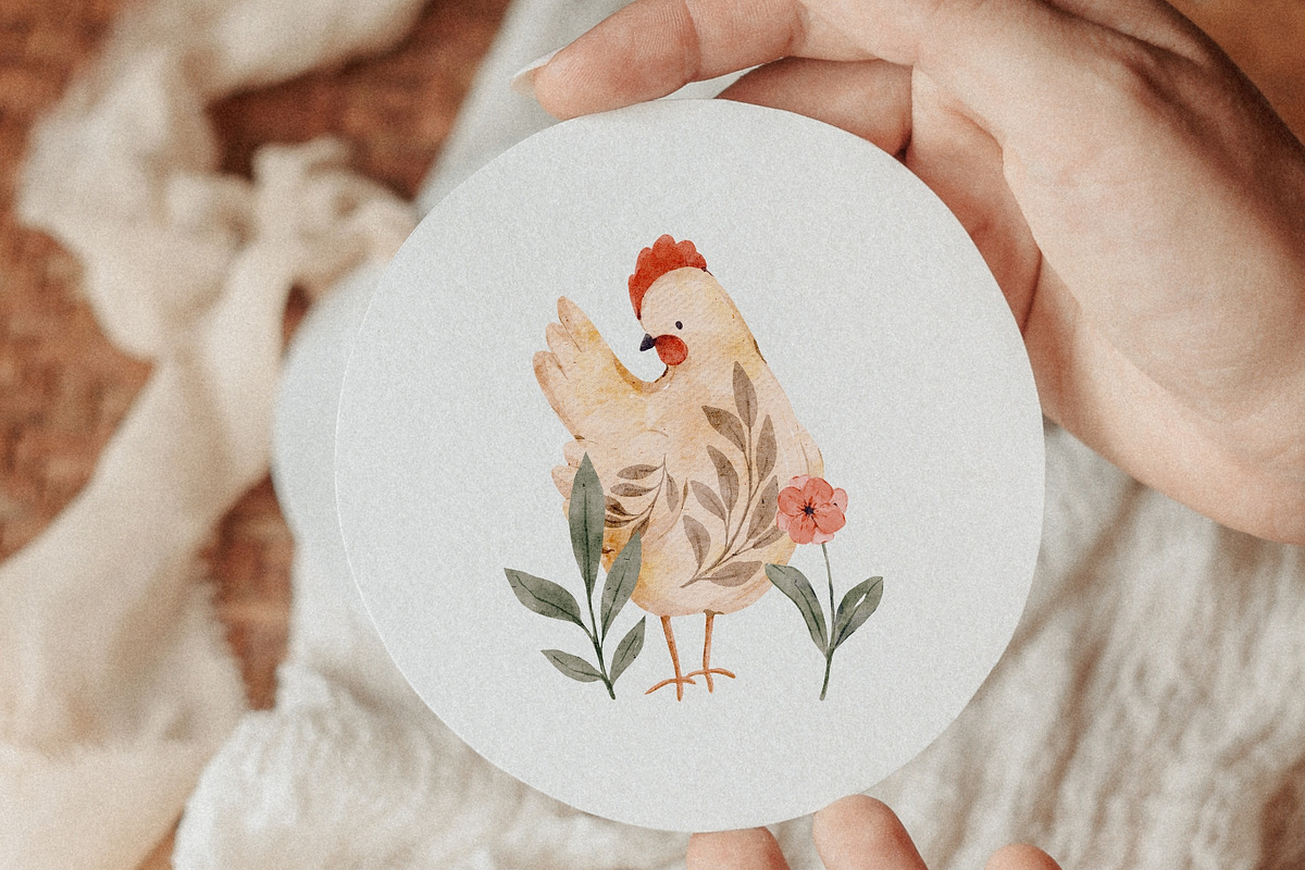 Watercolor Chickens Collection, an Animal Illustration by Jenteva Art (Photo 2 of 18)
