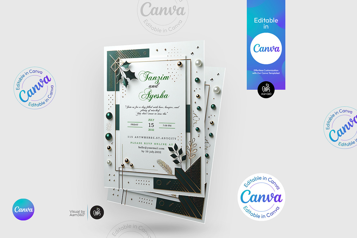 Christmas Wedding Invitation Flyer, a Flyer Template by Aam360 (Photo 5 of 5)