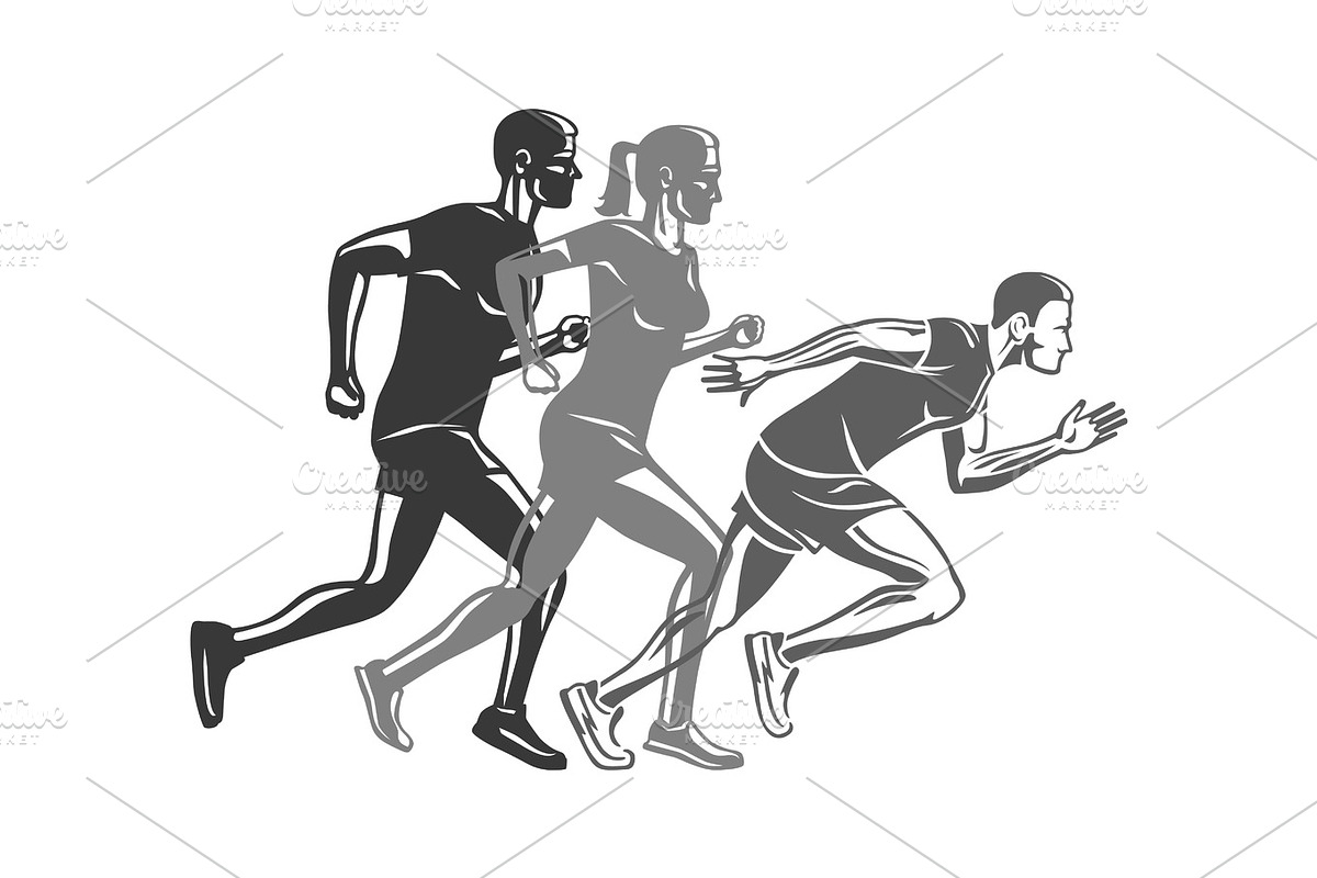 Set of Runners Silhouettes. Logo for Sport Company, a Healthcare Illustration by robuart