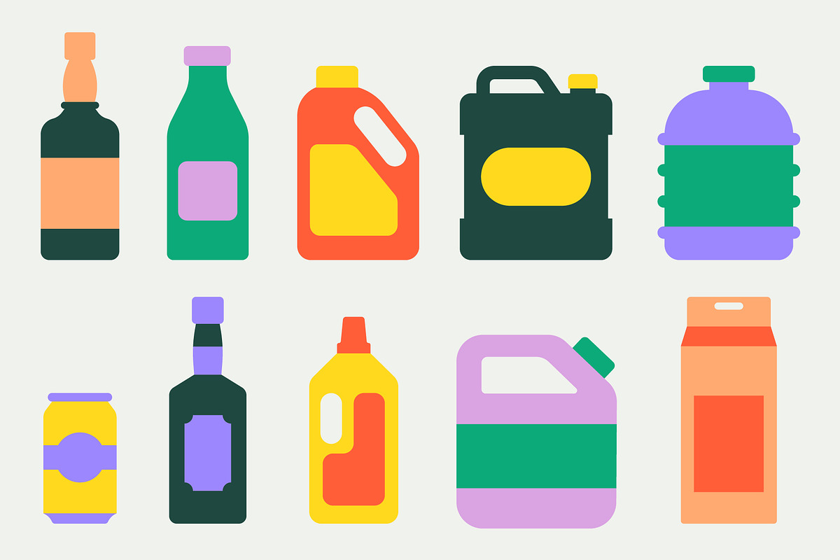 Minimal Flat Bottle Illustrations, an Object Illustration by Léo Alexandre (Photo 3 of 6)