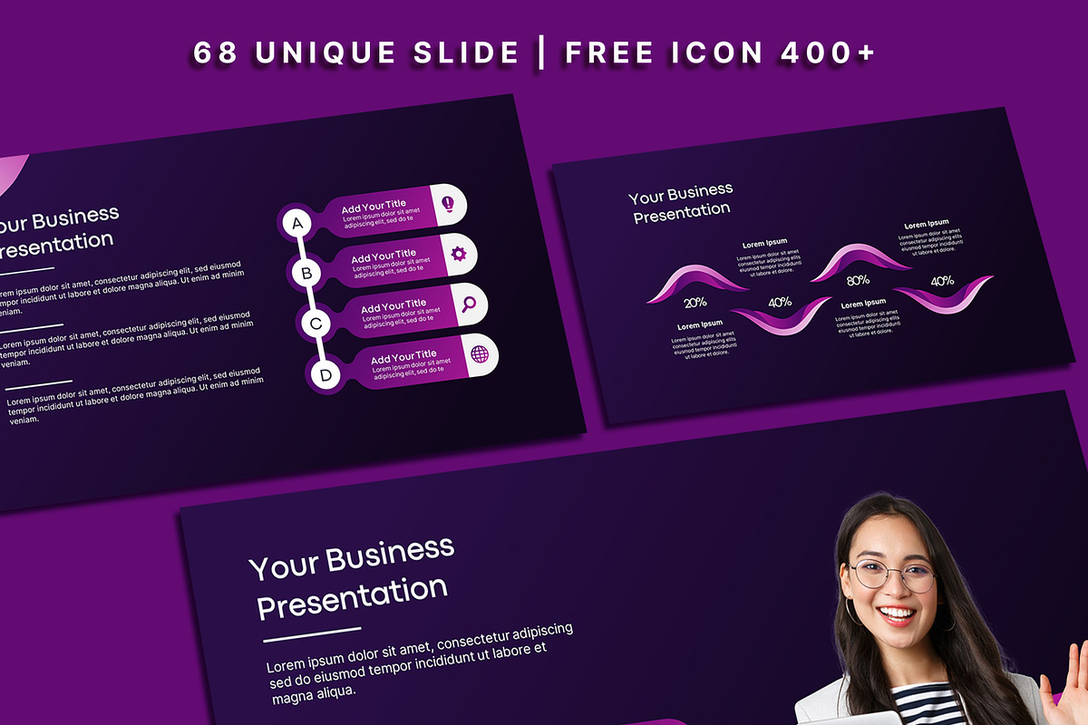 Futuristic Purple Powerpoint Templat, a Presentation Template by SKY CREATION (Photo 3 of 6)