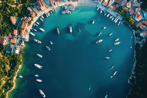 Aerial panoramic view of coastal, a Photo by Pavel_design