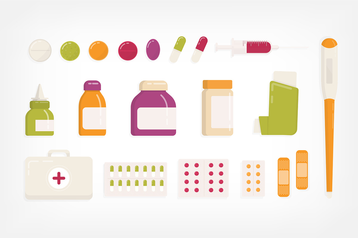 Pills and drugs set, backgrounds, a Healthcare Illustration by Good Studio (Photo 2 of 8)