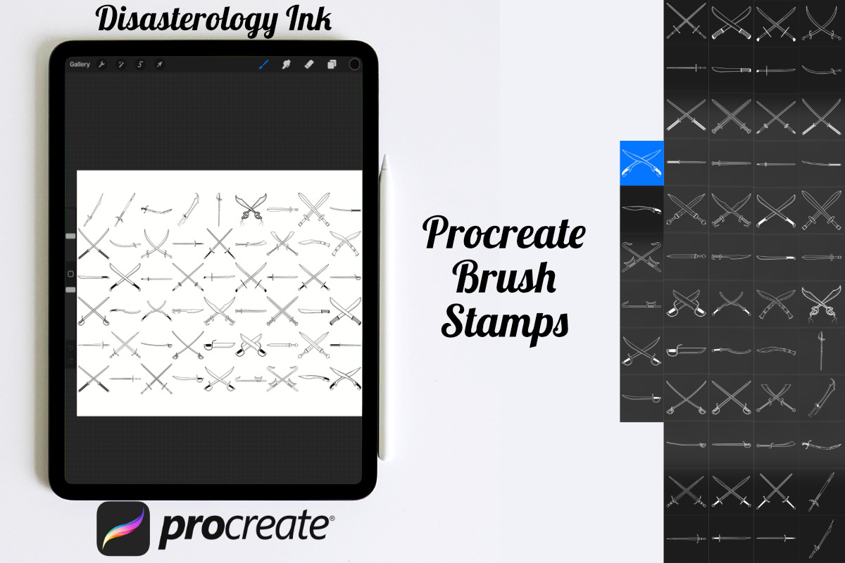 Swords Set 1 Procreate Brush Stamps, a Brush Add-On by Disasterology Ink (Photo 3 of 10)