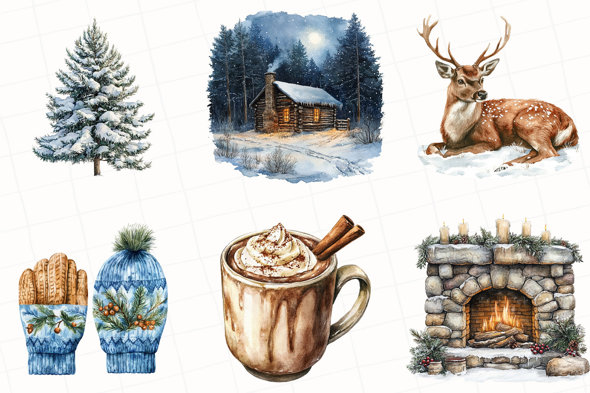 Watercolor Winter Mood ClipArt, an Illustration by OK Design (Photo 4 of 5)