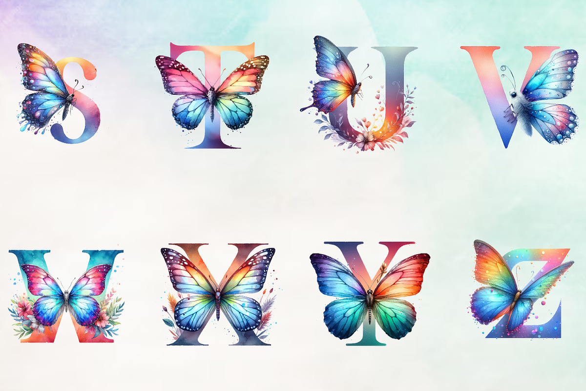 Watercolor Butterflies Alphabet, a Work Illustration by Craft Nest (Photo 5 of 6)