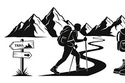 Hiking Adventure Silhouette Bundle, an Illustration by yasushie (Thumbnail 51 of 51)