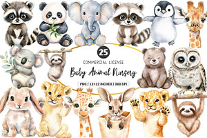 Baby Animal Nursery Clipart PNG, an Illustration by SinaCreation