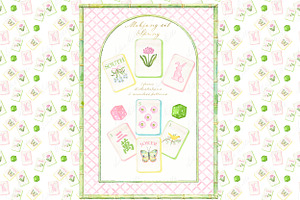 Spring Mahjong Set PNG Watercolor, a Graphic by LABFcreations