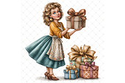 Woman With a Gift Clipart JPG, a Person Illustration by Memories By Lea (Thumbnail 6 of 20)