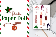 Christmas Doll Dress Up Printable, a Seasonal Illustration by Kaleidokika (Thumbnail 1 of 4)