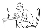 Man hunching at his working desk, a Healthcare Illustration by Funky corner (Thumbnail 2 of 2)
