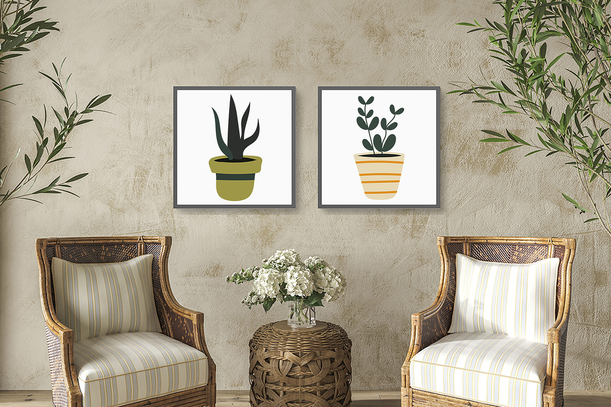 Hand Drawn Potted Houseplants, an Object Graphic by Cool Worker (Photo 3 of 3)