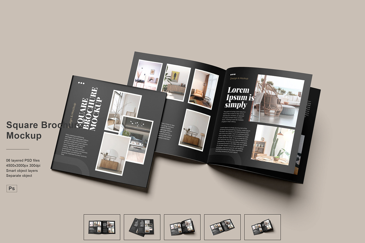 Square Brochure Mockup, a Books & Magazine Mockup by NyakBiett (Photo 1 of 7)