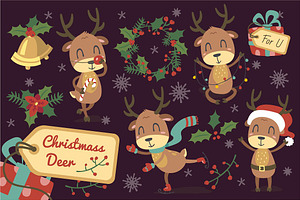 Christmas deers set