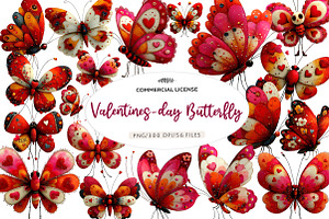 watercolour valentines-day butterfly, an Illustration by CreationArt