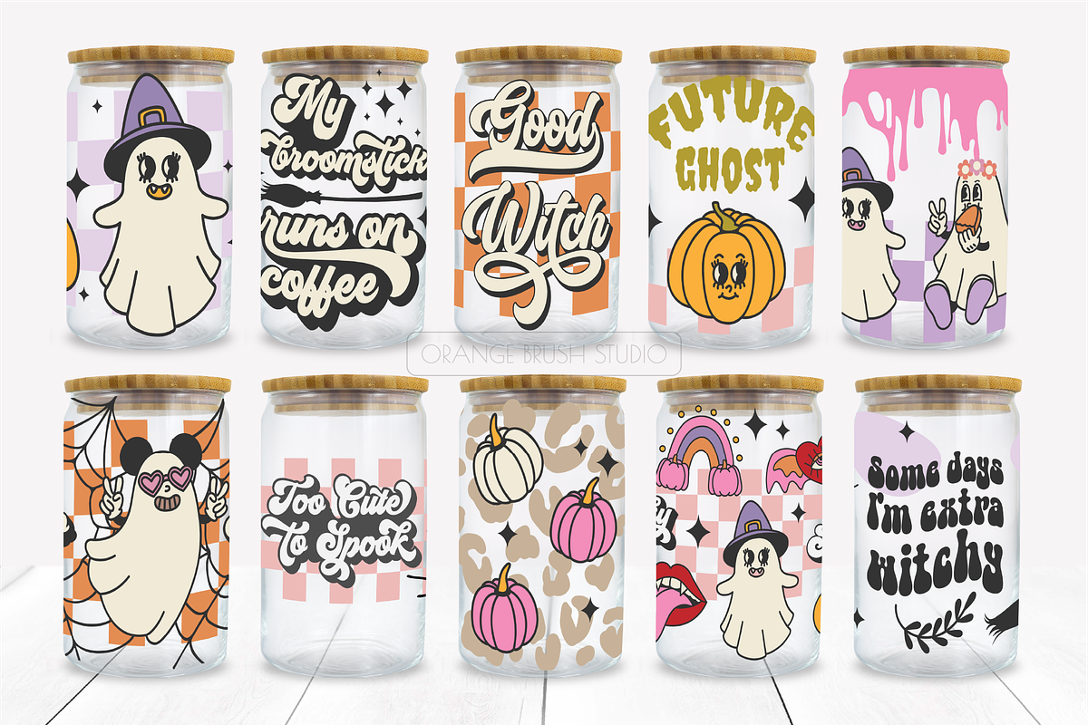 Halloween Beer Can Glass Wrap Bunde, a Pattern Graphic by Orange Brush Studio (Photo 4 of 4)