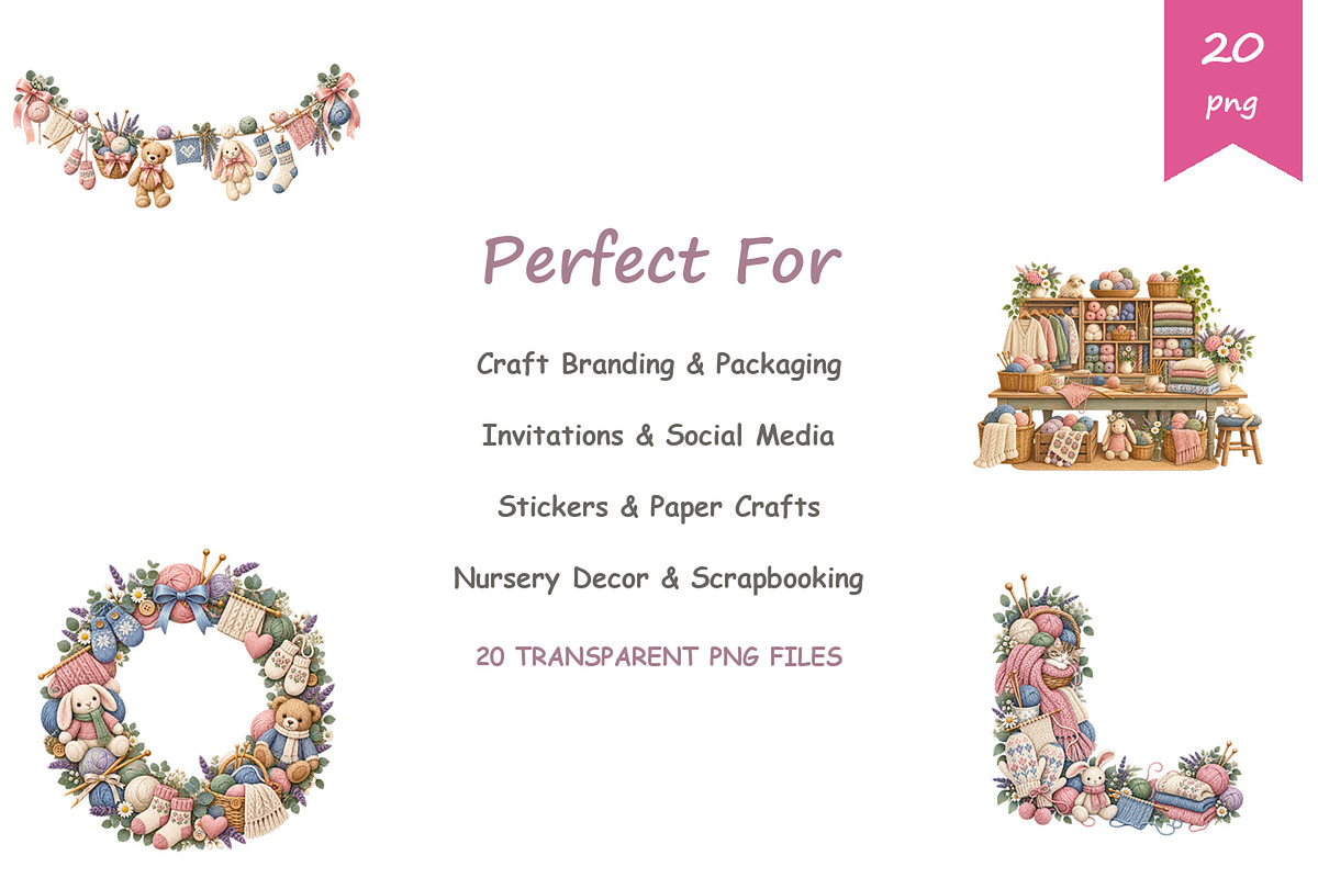 Watercolor Knitting Clipart, a Decorative Illustration by BerryPieArt (Photo 4 of 4)