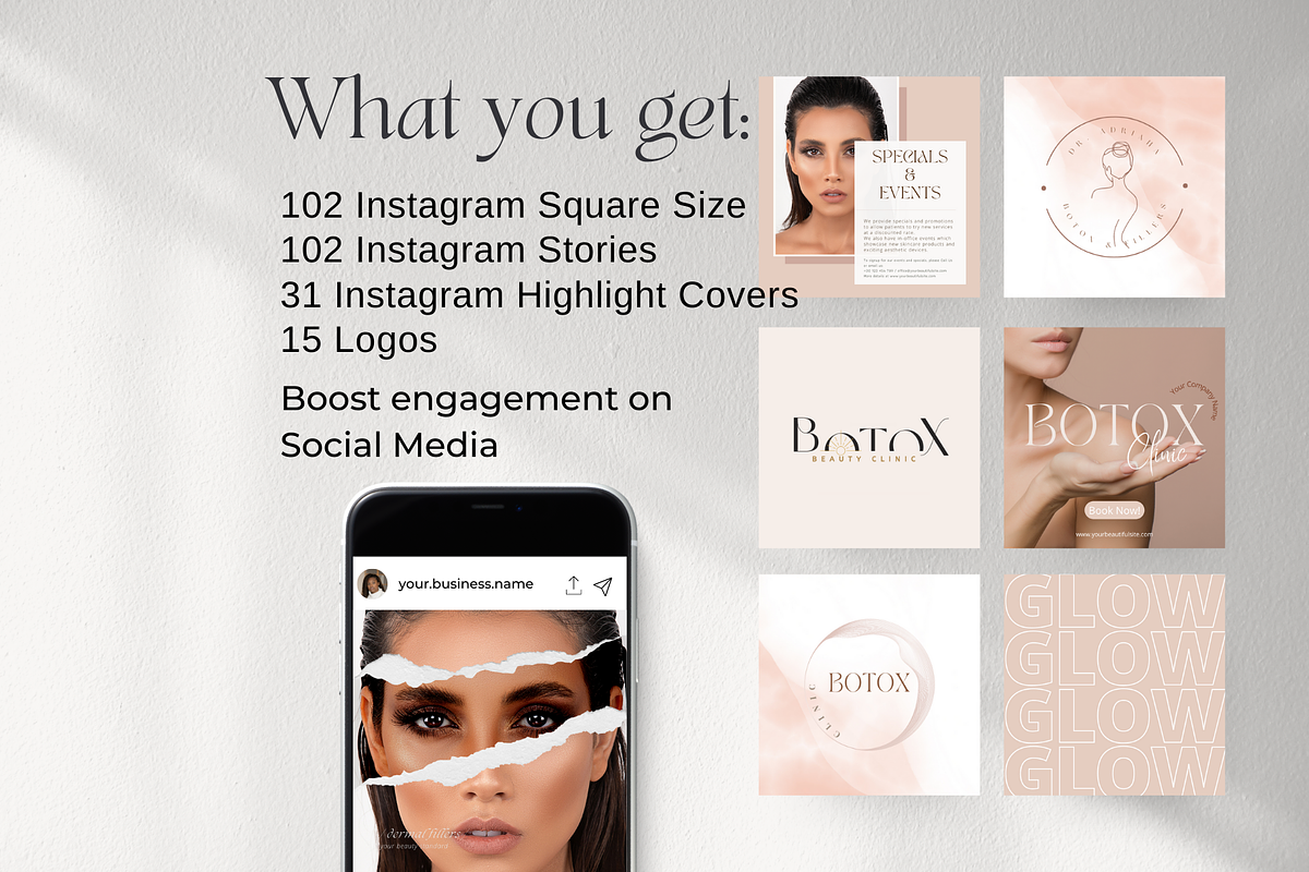 Botox & Esthetician Canva Templates, a Social Media Template by NataliesBox (Photo 6 of 13)