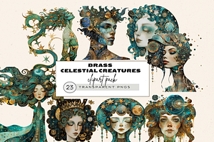 BRASS CELESTIAL CREATURES CLIPART, a Person Illustration by Daring Digies