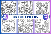 Girl Spaces Coloring Pages, a Decorative Illustration by Design Haven (Thumbnail 2 of 4)