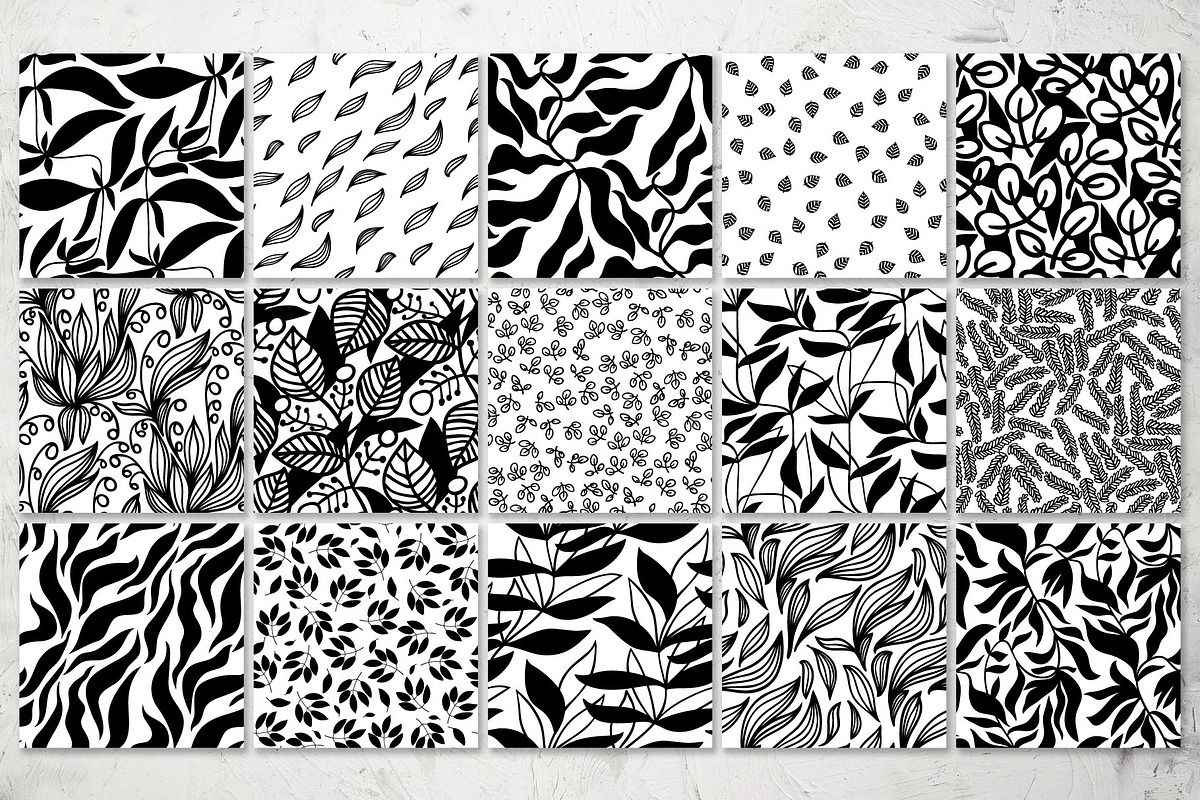 Black And White Floral Patterns, a Pattern Graphic by pineart (Photo 2 of 3)