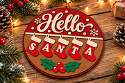 Christmas Hello Santa Stocking SVG, a Seasonal Illustration by Canvas Craft (Thumbnail 3 of 4)