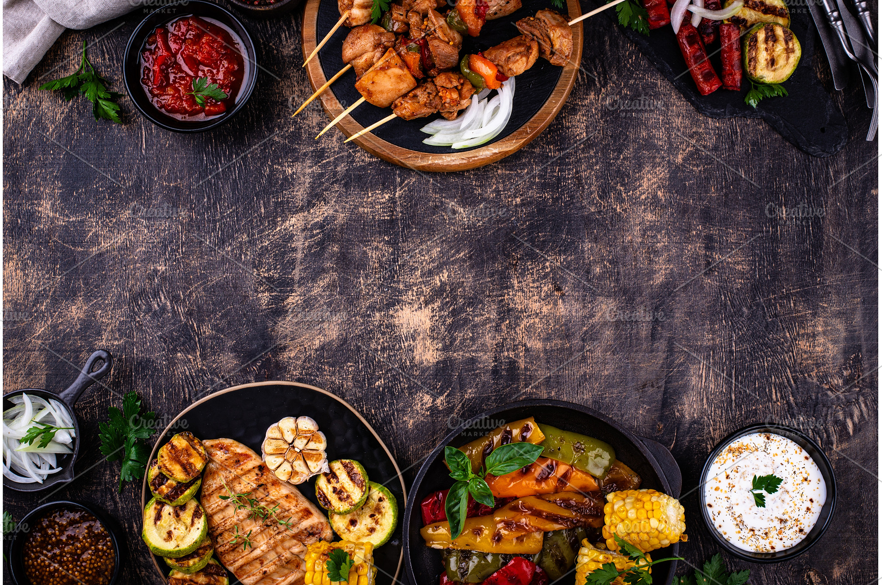 Assortment of grilled bbq meat and, a Food & Drink Photo by Yulia Furman