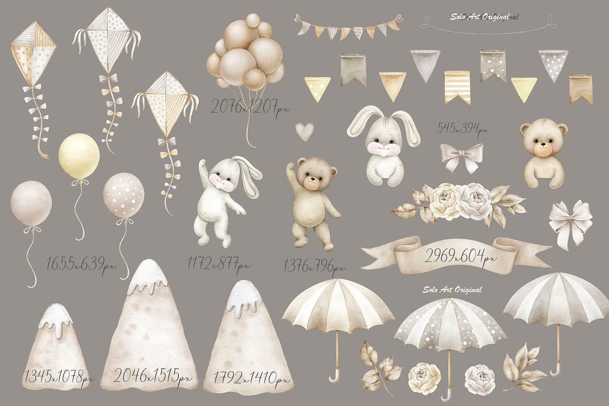 Teddy bear neutral gender clipart., an Animal Illustration by Solo Art Original (Photo 5 of 8)