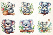 Cute Watercolor Koala Clipart, an Illustration by DreamCafeArt (Thumbnail 4 of 7)