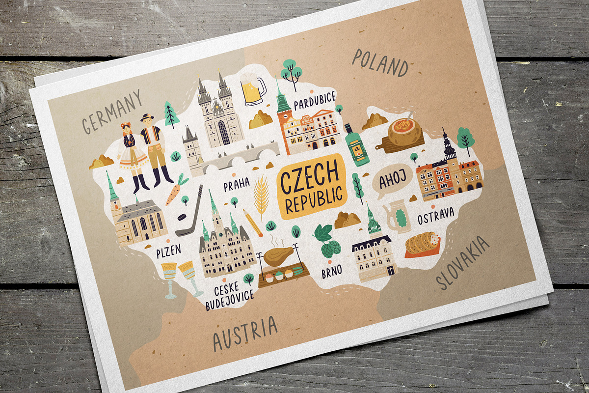Map of Czech Republic with towns, an Education Illustration by Good Studio (Photo 2 of 3)