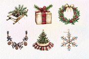 Cozy Rustic Christmas Clipart Bundle, an Illustration by Dream Creation (Thumbnail 4 of 7)