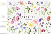 Wildflower watercolor floral clipart, a Decorative Illustration by ReachDreams (Thumbnail 1 of 10)