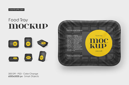Food Tray Mockup Set, a Packaging Mockup by Country4k