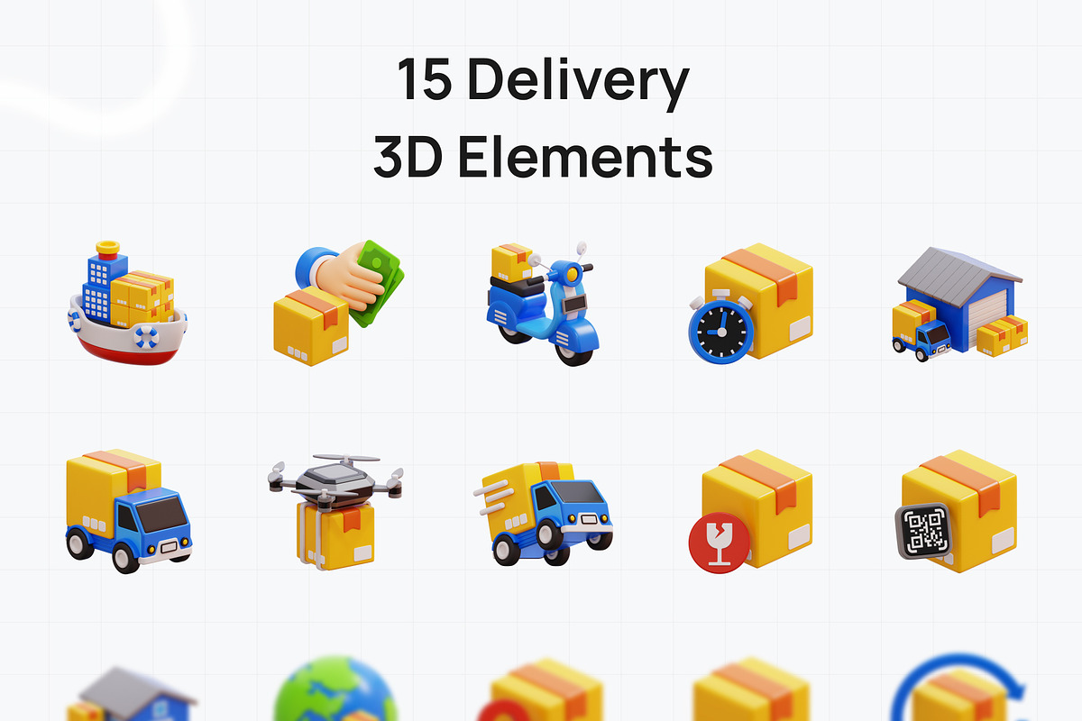 3D Delivery Icon Set for Web & App, a 3D by graficonstuff (Photo 2 of 4)