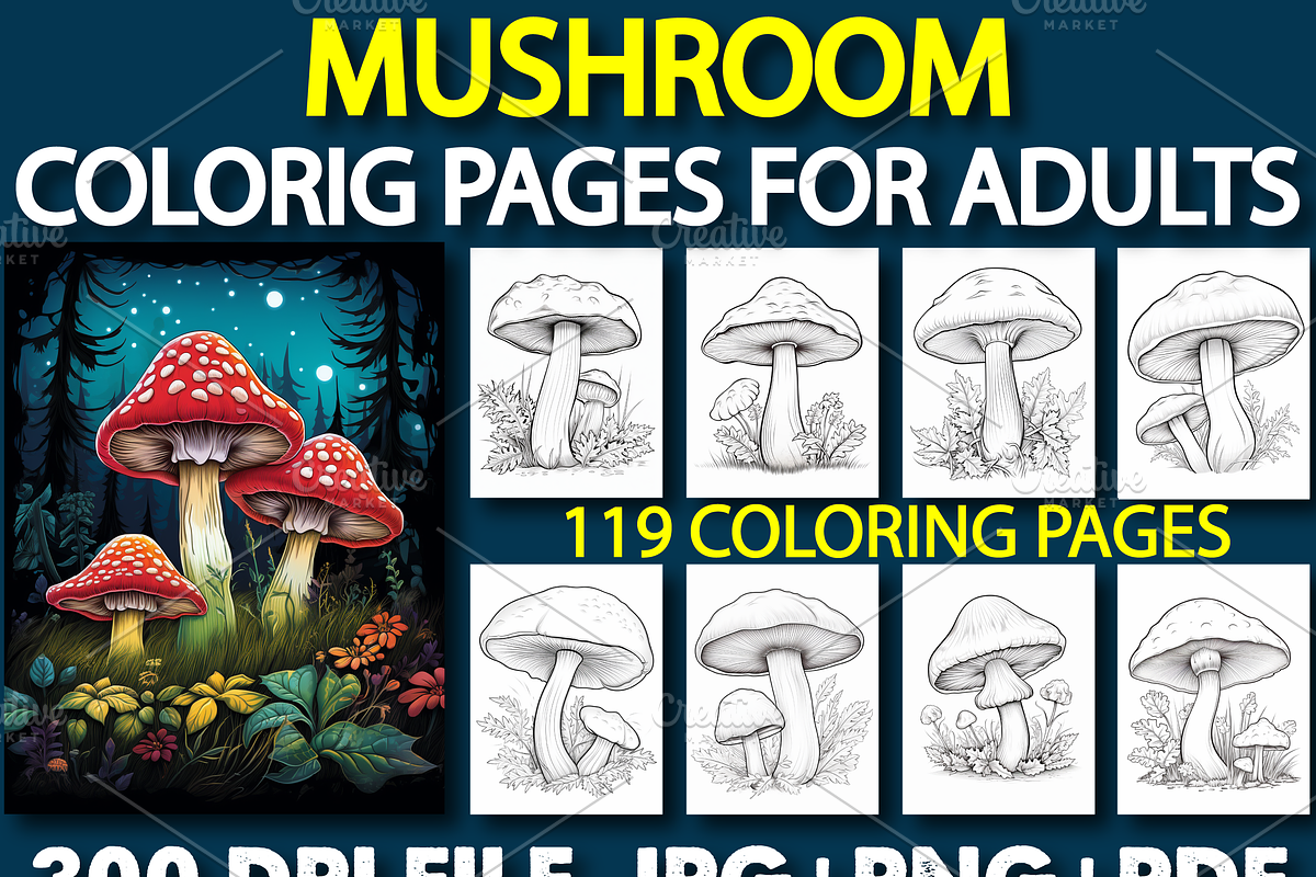 119 Mushroom Coloring Page For Adult, a Stationery Template by Design Station (Photo 1 of 5)