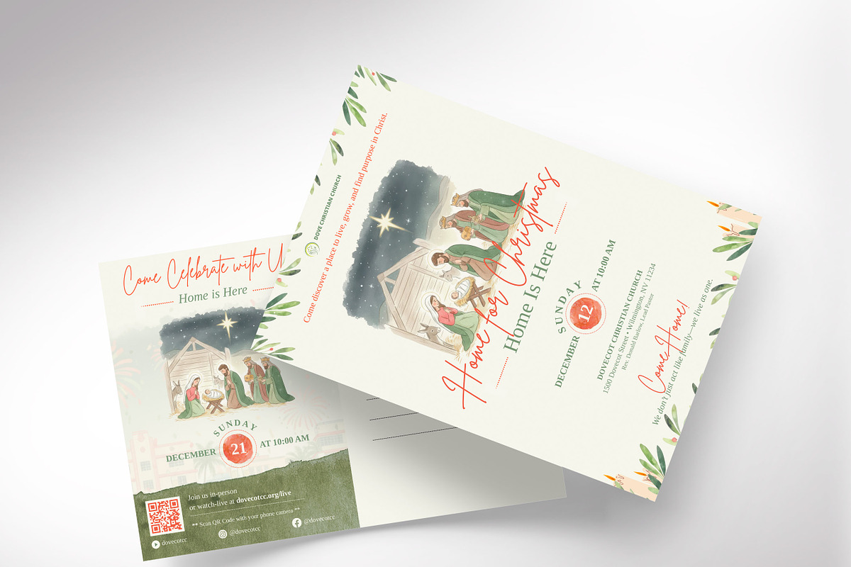 Retro Christmas Sunday Postcard, a Flyer Template by Godserv Designs (Photo 1 of 15)